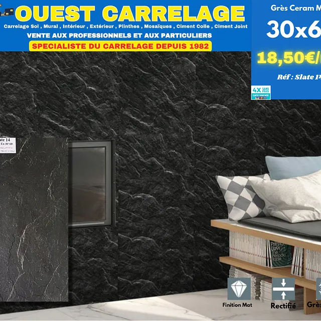 CARRELAGE PIERRE ARDOISE NOIR